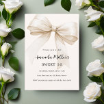 Beige bow elegant Sweet 16 Invitation<br><div class="desc">A soft beige,  cream colored background,  decorated with a large bow. Personalize and add a name and party details.</div>