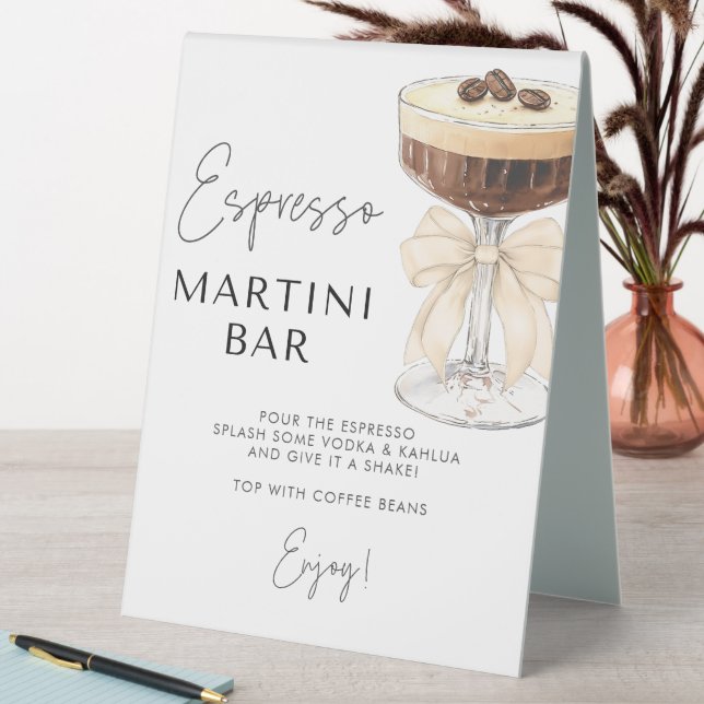 Beige Bow Espresso Martini Bar Sign (In SItu (Table))