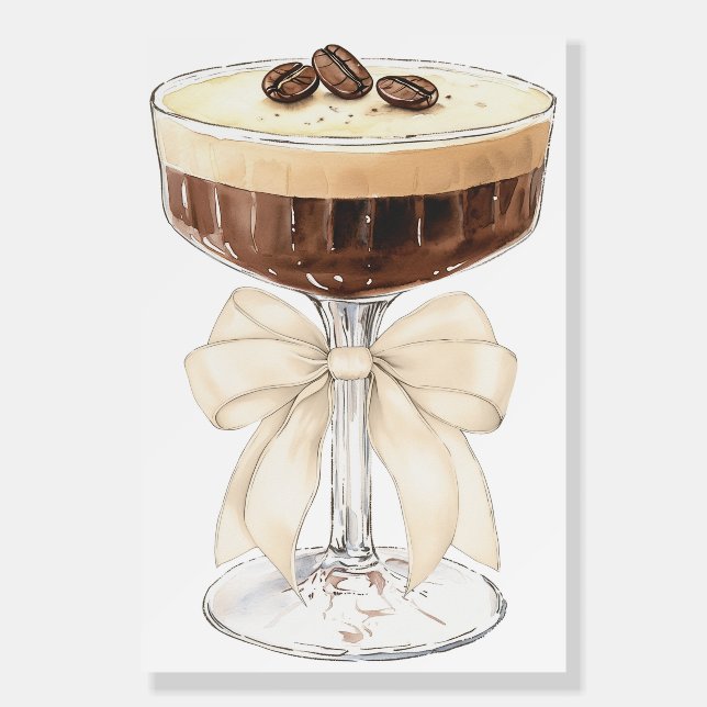Beige Bow Espresso Martini Birthday Foam Board (Front)
