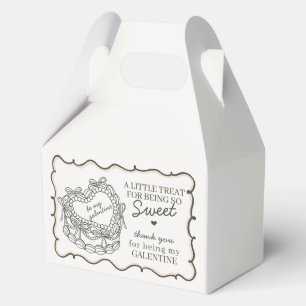 Beige Bow Heart Coquette Cake Galentines Party Favor Boxes