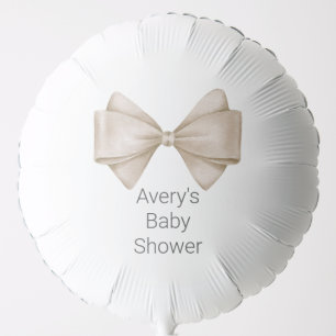 Beige Bow Modern Boho Baby Shower Balloon