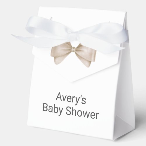 Beige Bow Modern Boho Baby Shower Favor Boxes