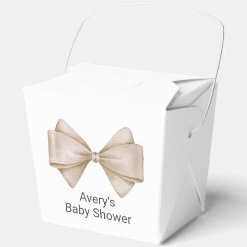 Beige Bow Modern Boho Baby Shower Favor Boxes