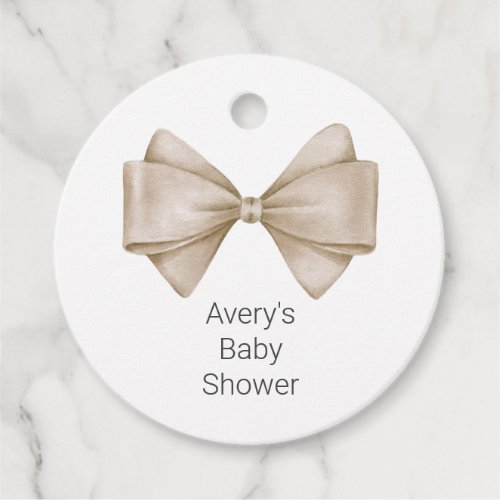 Beige Bow Modern Boho Baby Shower Favor Tags