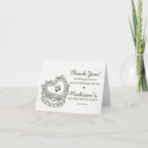 Beige Bow Retro Heart Coquette Cake Bachelorette Letterpress Thank You Card