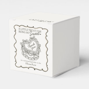 Beige Bow Retro Heart Coquette Cake Bridal Shower Favor Boxes