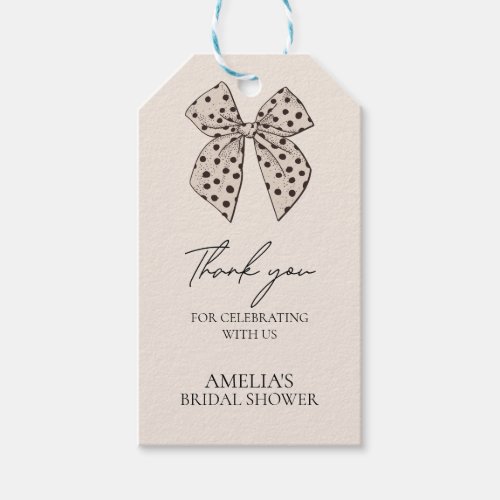 Beige bow ShesTying the Knot Bridal Shower  Gift Tags