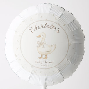 Beige Bow Silly Goose is on the loose Baby Shower Balloon