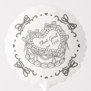 Beige Bow That Girl Heart Coquette Cake Birthday Balloon