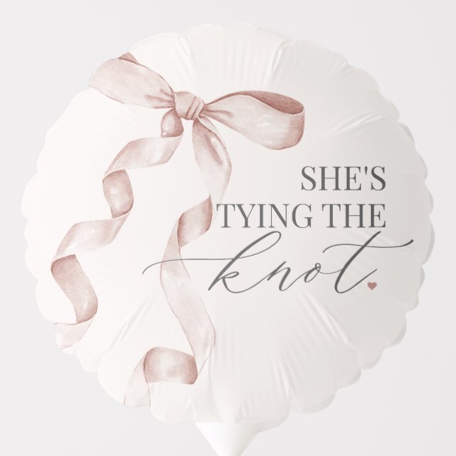 Beige Bow Tying the Knot Bridal Shower Decor Balloon (Front)
