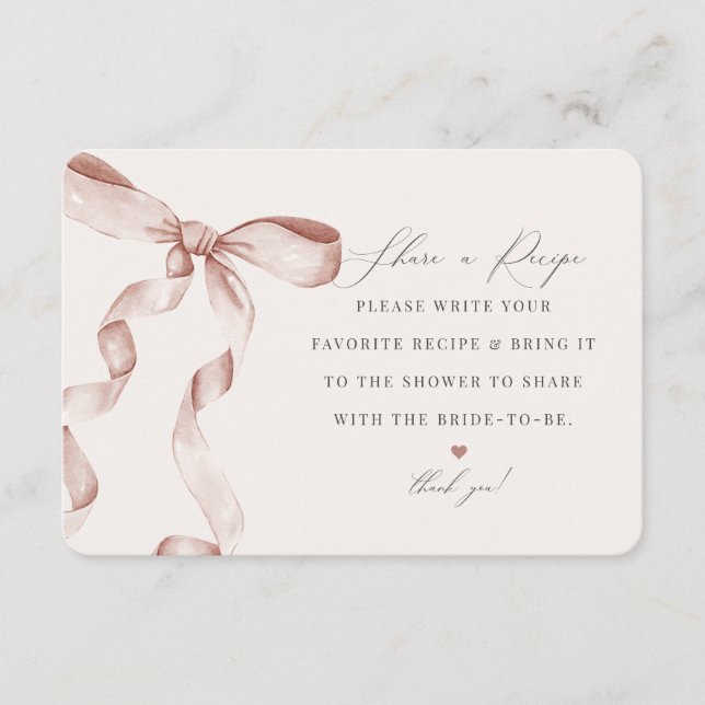 Beige Bow Tying the Knot Share a Recipe insert (Front)