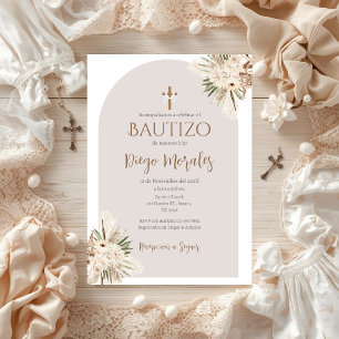 Beige Boy Baptism Invitation