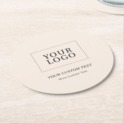 Beige Branded Custom Business Logo Promotional Round Paper Coaster
