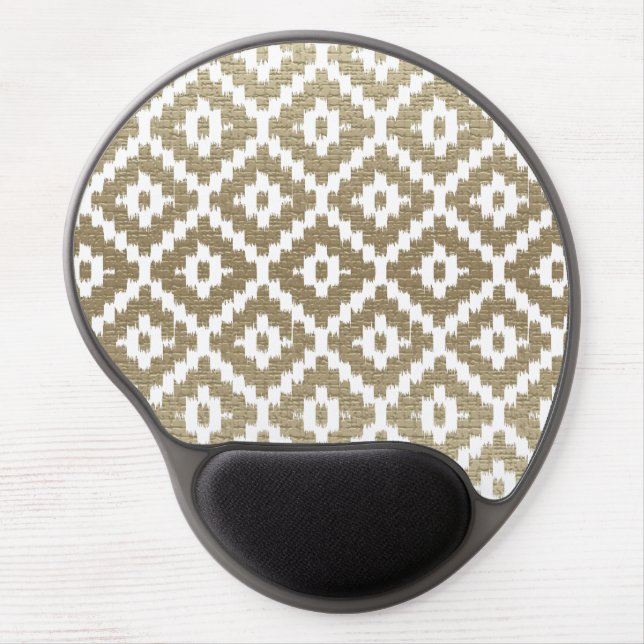 Beige Brick Aztec Tribal Print Ikat Diamond Pattrn Gel Mouse Pad (Front)