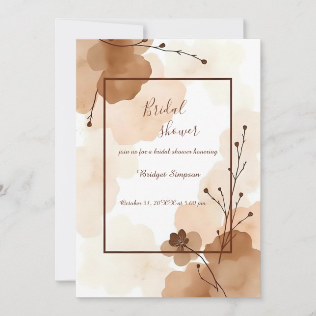 beige brown abstract Rustic boho Bridal Shower Invitation (Front)