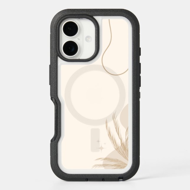 Beige Brown Aesthetic Floral Linktree Background | Otterbox iPhone Case (Back)