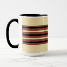 Beige, Brown and Black Striped Coffee Mug Cup