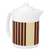 Beige, Brown and Black Striped Teapot