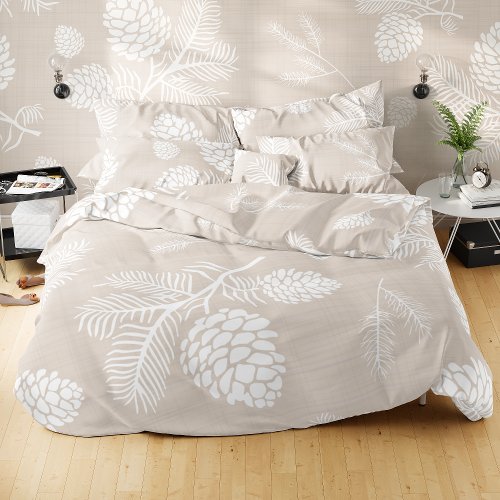 Beige_Brown Boho Botanical Pineapple Leaves Duvet Cover