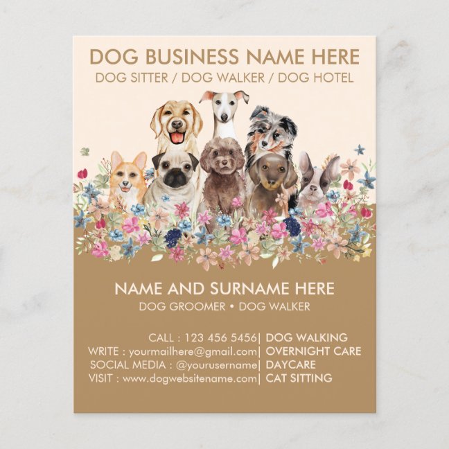 Beige Brown Botanical Dogs Flyer