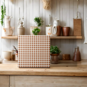 Beige Brown Buffalo Plaid Holiday Ceramic Tile