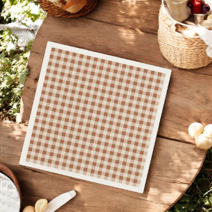 Beige Brown Buffalo Plaid Holiday Napkins