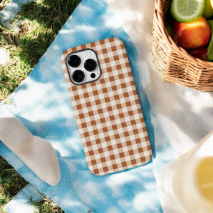 Beige Brown Buffalo Plaid Phone Case for Fall Gift