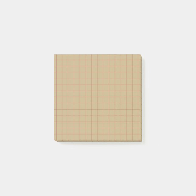 Beige Brown Checkered Pattern Neutral Grid Design  Post-it Notes (Front)