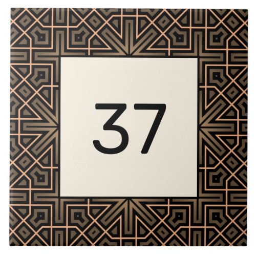  Beige  Brown Chic Fancy Deco House Number Plaque Ceramic Tile