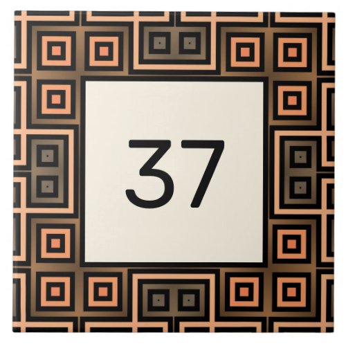  Beige  Brown Chic Fancy Deco House Number Plaque Ceramic Tile