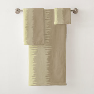 Beige Brown Cream Yellow Stripes Bath Towel Set