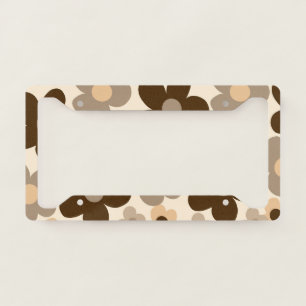 Beige Brown Daisies Retro Dream #1 #retro #decor  License Plate Frame