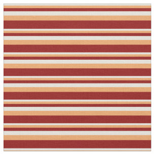 Beige, Brown & Dark Red Colored Lined Pattern Fabric