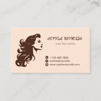 Beige Brown Elegant Hair Salon  Business Card