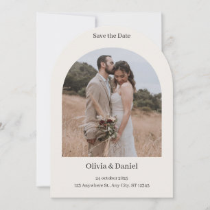 Beige Brown Elegant Minimalist Save the Date Invit Invitation