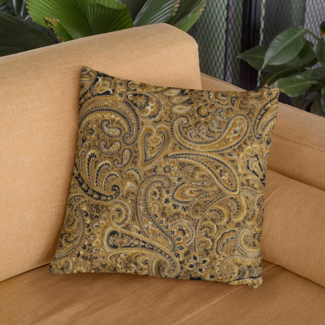 Beige & Brown Floral Paisley Pattern Throw Pillow (Creator Uploaded)