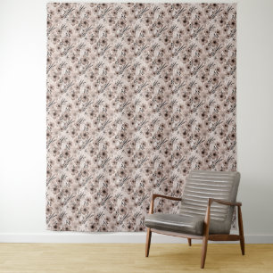 Beige brown flowers pattern on tiger background re tapestry