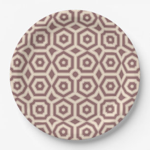 beige brown geometric pattern art deco paper plates