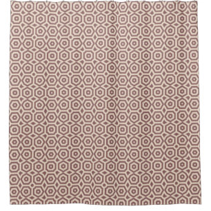 beige brown geometric pattern art deco shower curtain