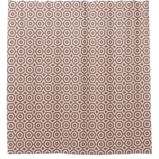 beige brown geometric pattern art deco shower curtain (Front)