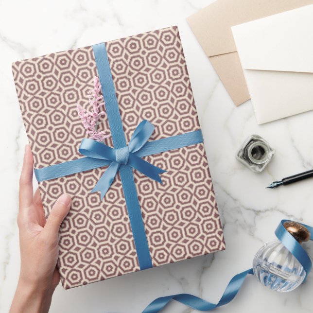 beige brown geometric pattern art deco wrapping paper (Gifting)