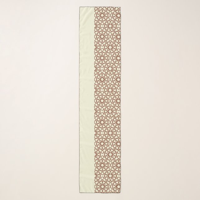Beige Brown Geometric Pattern Islamic  Scarf (Front)