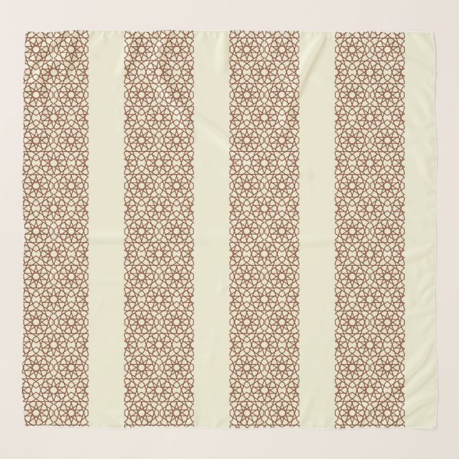 Beige Brown Geometric Pattern Islamic  Scarf (Front)