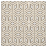 Beige Brown Geometric Retro Stars Cubes Pattern Fabric