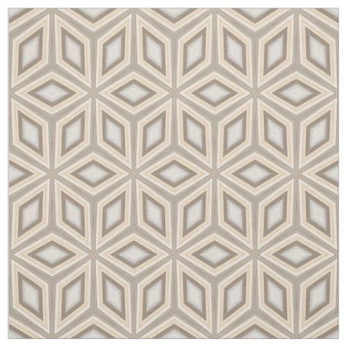 Beige Brown Geometric Retro Stars Cubes Pattern Fabric