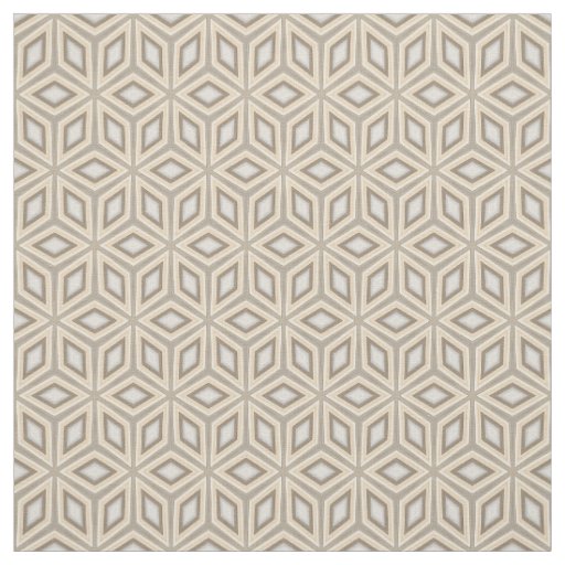 Beige Brown Geometric Retro Stars Cubes Pattern Fabric