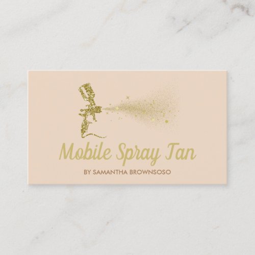 Beige Brown Gold Sparkle Mobile Tanning Spray Business Card