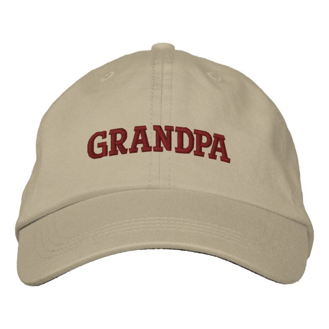 Beige Brown Grandpa Embroidered Baseball Cap (Front)