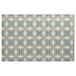 Beige Brown Gray Blue Batik Floral Star Pattern Fabric