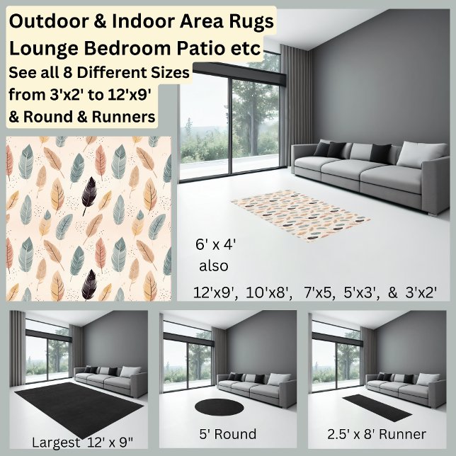 Beige Brown Green Cream Gray Feathers Boho Area Rug (Creator Uploaded)